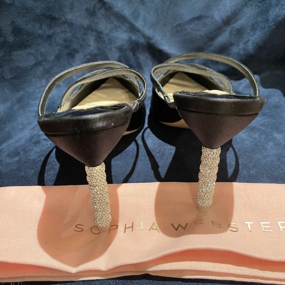 Sophia Webster Coco black satin mules - Picture 4 of 10